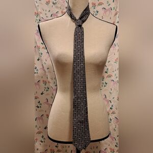 NWT Fendi Grey Silk Signature Logo Business Casual Office Formal Luxury Tie